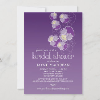 Invitación Flores en caída Violet Ombre Bridal Shower
