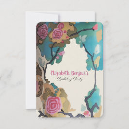 Invitación Flores en las opciones de PAPEL acuarela y TAMAÑO-