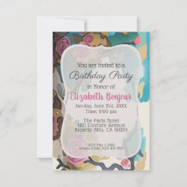 Invitación Flores en las opciones de PAPEL acuarela y TAMAÑO-