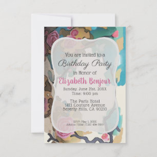 Invitación Flores en las opciones de PAPEL acuarela y TAMAÑO-