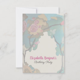 Invitación Flores en las opciones de PAPEL acuarela y TAMAÑO-