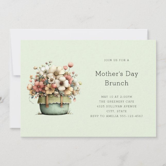 Invitación Flores en Macetas Acogedor Estilo Shabby Dulce Día (Anverso)