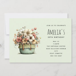 Invitación Flores en Macetas Acogedor Estilo Shabby Encantado