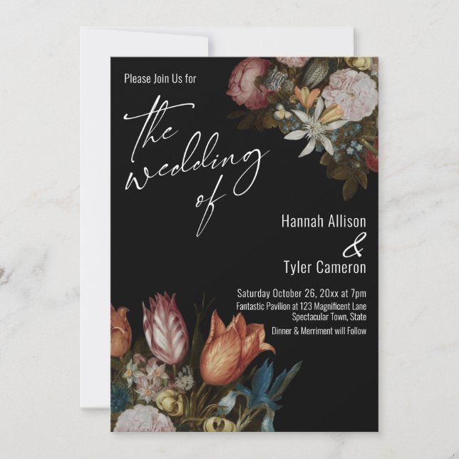 Invitación "Flores en un vaso" de Bosschaert La Boda De (Anverso)