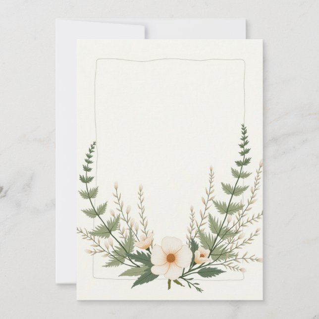 Invitación Flores enmarcadas en blanco (Anverso)
