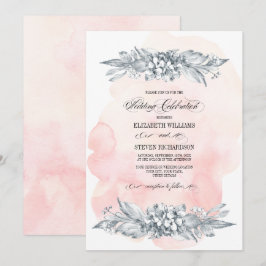Invitación Flores esbozadas acuarela Boda rosa Rubor