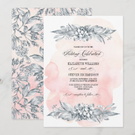Invitación Flores esbozadas acuarela Boda rosa Rubor