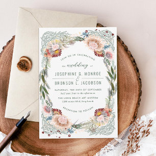 Invitación Flores esbozadas Boda blanco único