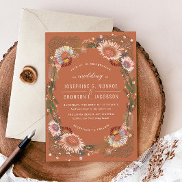 Invitación Flores esbozadas Boda único Naranja de Terracota