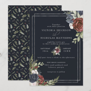 Invitación Flores escarchadas Boda botánica de invierno
