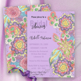 Invitación Flores espléndidas de colores bohemias en la ducha