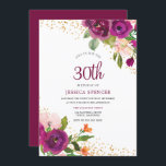 Invitación Flores espléndidas Fiesta rosada 30 cumpleaños<br><div class="desc">Flores espléndidas invitaciones a fiestas de cumpleaños color rosa 30 Ver colección de coincidencias en Nicho y tienda de nidos</div>