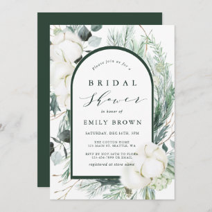 Invitación Flores Evergreen y Cotton Arch Bridal Shower