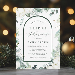 Invitación Flores Evergreen y Cotton Arch Bridal Shower