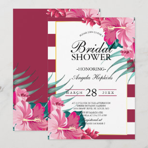 Invitación Flores exóticas elegantes Burgundy nupcial