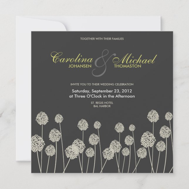 Invitación Flores extrañas invitan a la boda moderna (Anverso)