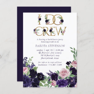 Invitación Flores   Floral púrpura y rosa I Do Crew