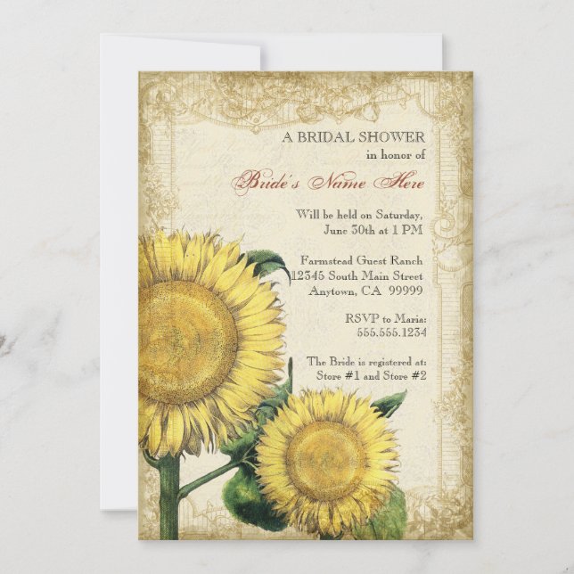 Invitación Flores florales antiguas - Boda otoño en otoño (Anverso)