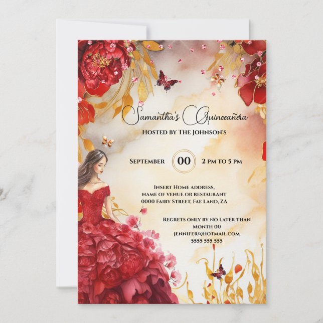 Invitación Flores florales de beisbol de peony Quinceañera (Anverso)
