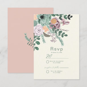 Invitación Flores florales de Moda bohemia de salvia verde y 