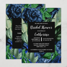 Invitación Flores florales de rosa azul