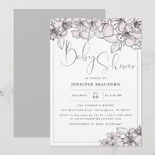 Invitación Flores florales dibujadas por Rubor Niña Ducha
