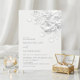 Invitación Flores Florales Elegantes de Papel Blanco en 3D pa