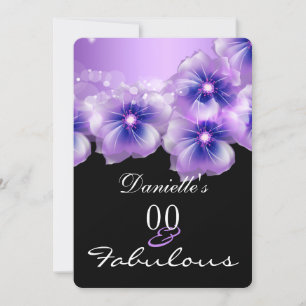 Invitación Flores Florales Fabulosas Fiesta Morada Negra