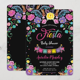 Invitación Flores florales mexicanas Fiesta Chica Baby Shower