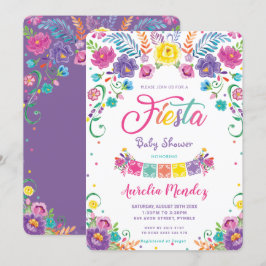 Invitación Flores florales mexicanas Fiesta Chica Baby Shower