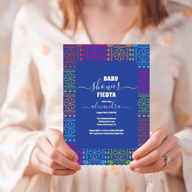 Invitación Flores florales mexicanas Fiesta Chica Baby Shower (Subido por el creador)