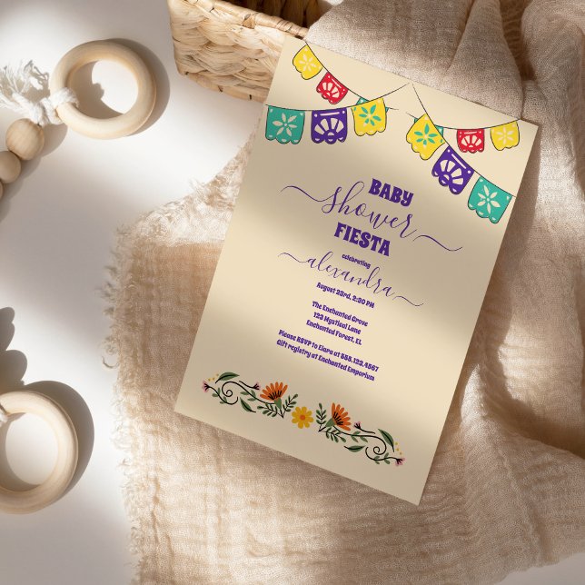 Invitación Flores florales mexicanas Fiesta Chica Baby Shower (Subido por el creador)