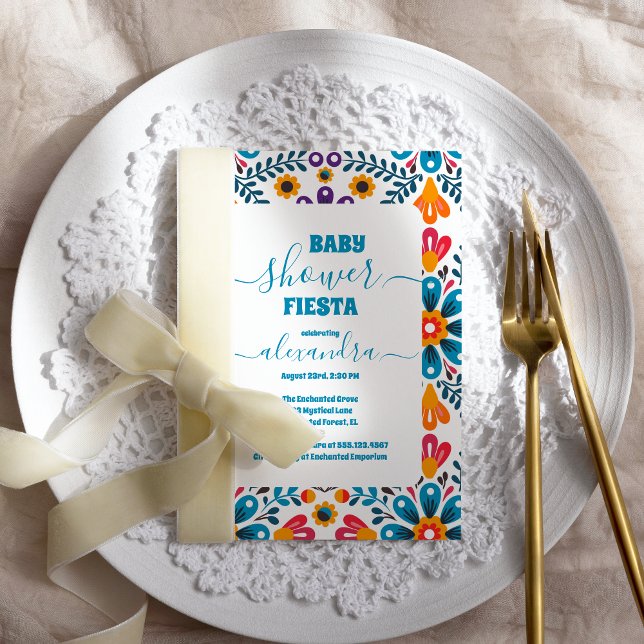 Invitación Flores florales mexicanas Fiesta Chica Baby Shower (Subido por el creador)