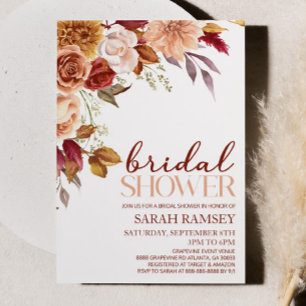 Invitación Flores florales Naranjas de color marrón borgoñés