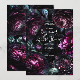 Invitación Flores florales negritas Noche floral encantada de