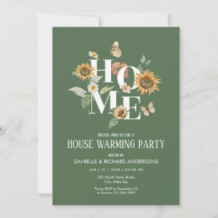 Invitación Flores Florales Verde Bosque Fiesta de Estar en Ca