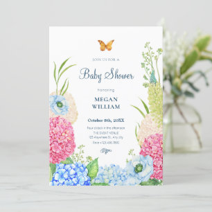Invitación Flores florecen mariposa ducha bebé