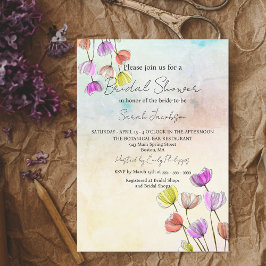 Invitación Flores florecientes con líneas oscuras ducha de no
