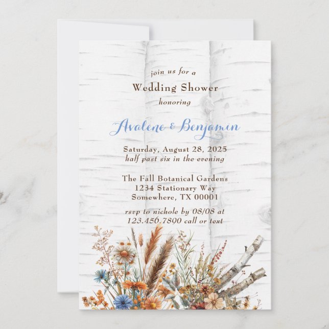 Invitación Flores Flores Bárbaro Blanco Ducha de matrimonio (Anverso)