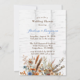 Invitación Flores Flores Bárbaro Blanco Ducha de matrimonio