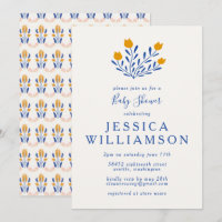 Flores folclóricas baratas en Baby Shower azul