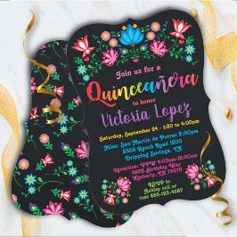 Invitación Flores folclóricas de la fiesta de cumpleaños de Q