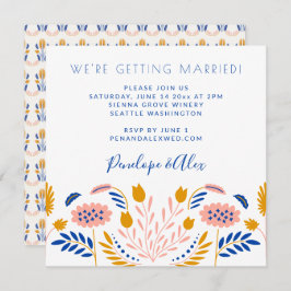 Invitación Flores folclóricas escandalosas en Boda de la plaz