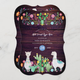 Invitación Flores folclóricas rusticas de llama a CUALQUIER E