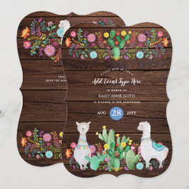 Invitación Flores folclóricas rusticas de llama a CUALQUIER E