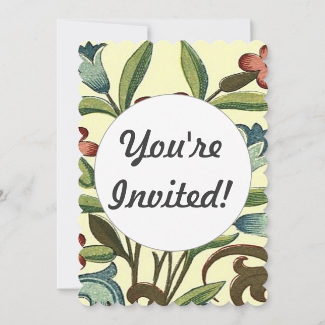 Invitación Flores Fondo de pantalla floral Art Nouveau Bonito (Anverso)