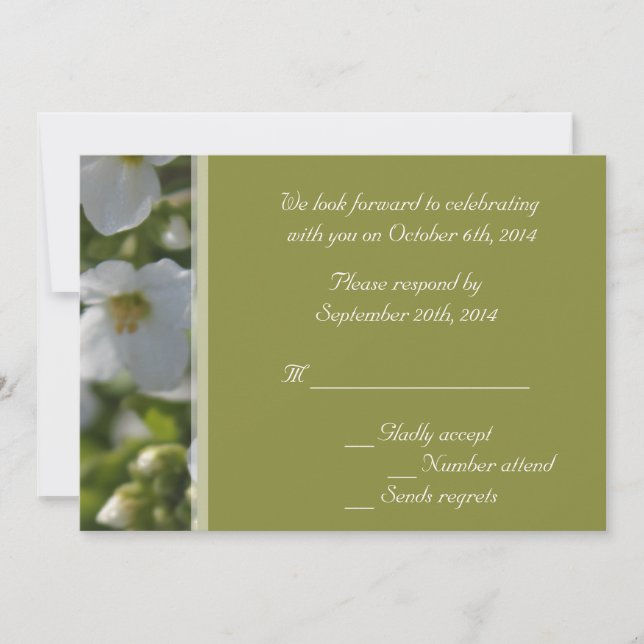 Invitación flores frescas de jardín blancas para confirmar as (Anverso)