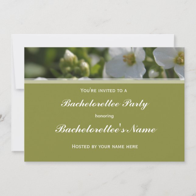 Invitación flores frescas de jardín blanco soltero fiesta (Anverso)