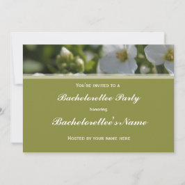 Invitación flores frescas de jardín blanco soltero fiesta