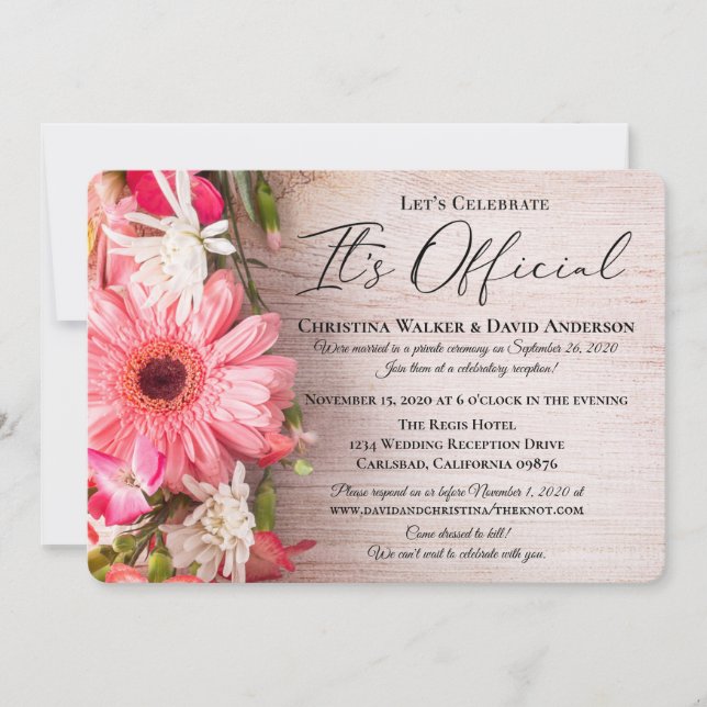 Invitación Flores Frescas Floristería Es Oficial Boda (Anverso)